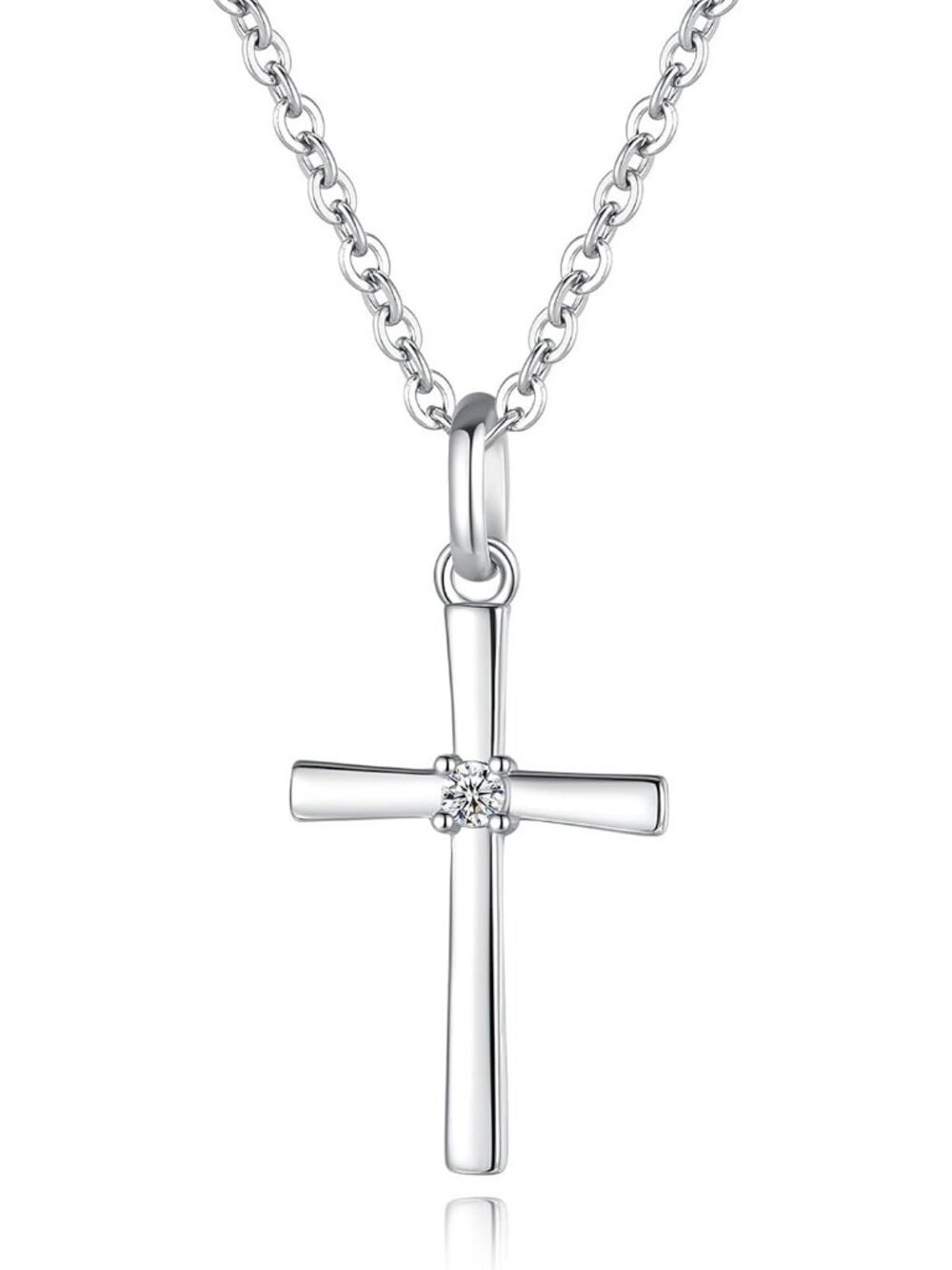 Women’s Silver 925 Sterling Fashion Small Cross Pendant Confirmation Necklace